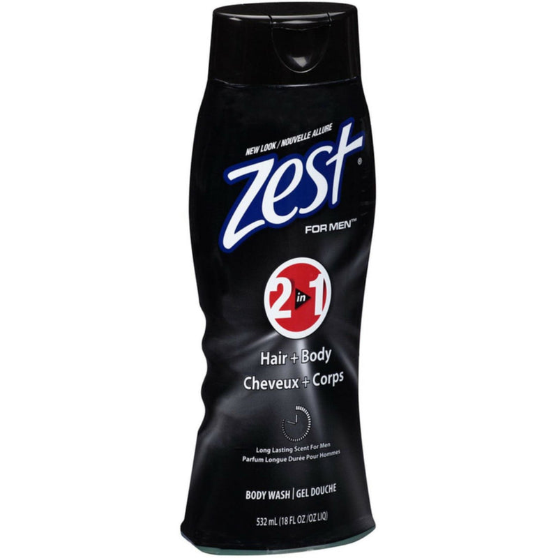 Zest Zest Hair & Body Wash, Fresh Blast, 2 In 1 18 Fl Oz Body Wash Black
