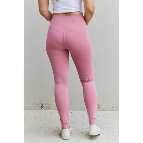 Zenana Fit For You High Waist Active Leggings in Light Rose