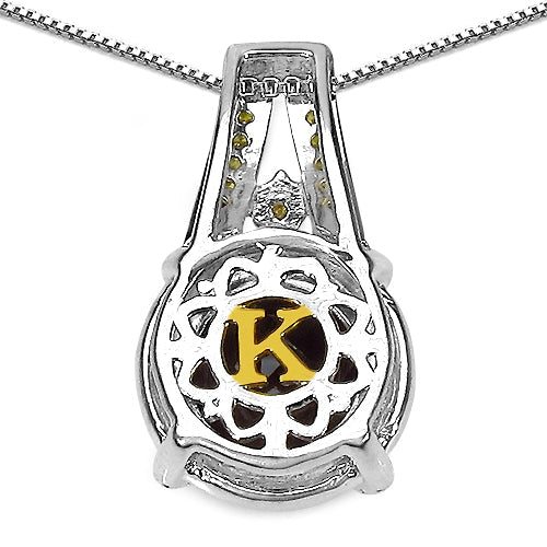 Bids.com 3.16 Carat Genuine Smoky Quartz, Yellow Diamond & White Diamond .925 Sterling Silver Pendant Pendants