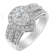 Bids.com 10K White Gold Round Cut Diamond Teardrop Ring (1/2 Cttw, H-I Color, SI2-I1 Clarity) - Size 6-1/2 Rings