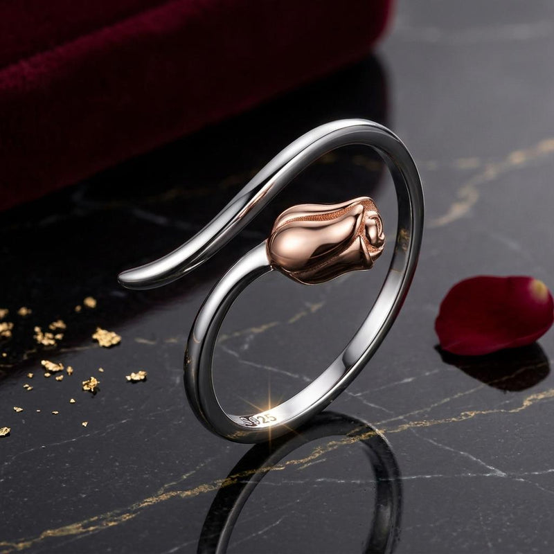 Bids.com 925 Sterling Silver Ring with Rose Gold and Platinum Plating, 0.4*0.6cm for Women Rings