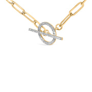 Bids.com 14KT Yellow Gold 1/4 Cttw Diamond  Toggle Clasp Paperclip Link Necklace (I-J Color, I1-I2 Clarity) - 18" Inches Necklaces