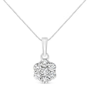 Bids.com 14KT White Gold 1/2 cttw Diamond Floral Cluster Pendant Necklace (HI, SI2-I1) Necklaces