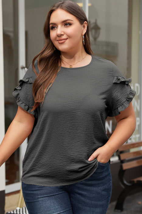 Ruffled Short Sleeve Plus Size Top