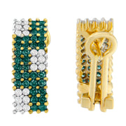 Bids.com 14K Yellow Gold 2 cttw White and Treated Blue Diamond Earrings (H-I, SI1-SI2) Earrings