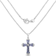 Bids.com 1.84 Carat Genuine Tanzanite and White Zircon .925 Sterling Silver Pendant Pendants
