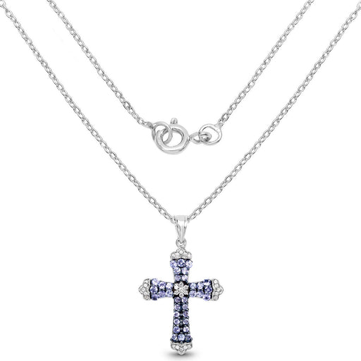 Bids.com 1.84 Carat Genuine Tanzanite and White Zircon .925 Sterling Silver Pendant Pendants