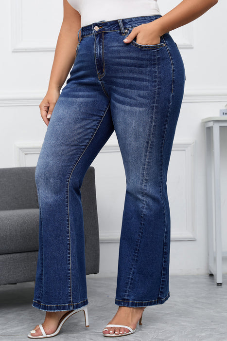 Plus Size Stitching Flare Jeans