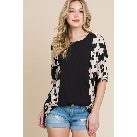 BomBom  Rodeo Love Ribbed Animal Contrast Tee