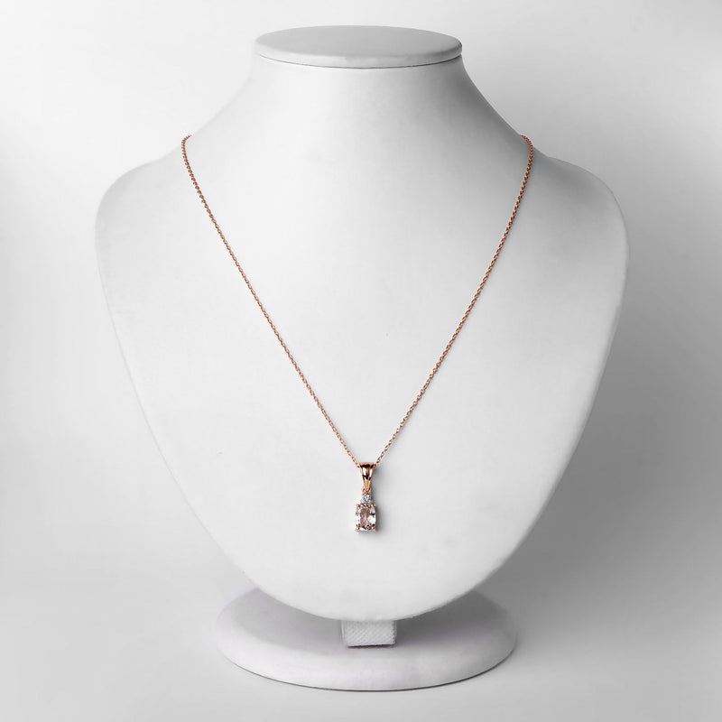 Bids.com 1.12 Carat Genuine Morganite and White Topaz .925 Sterling Silver Pendant Pendants