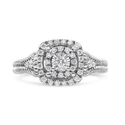 Bids.com .925 Sterling Silver 1/3 Cttw Miracle Set Round-Cut Diamond Cocktail Ring (H-I Color, I1-I2 Clarity) - Size 7 Rings