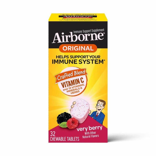 Airborne Airborne Kids Immune Support Chewable Tablets, Very Berry, 32 Tablets Per Box Vitamins & Supplements