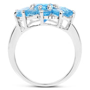 Bids.com 6.35 Carat Genuine Swiss Blue Topaz .925 Sterling Silver Ring Rings