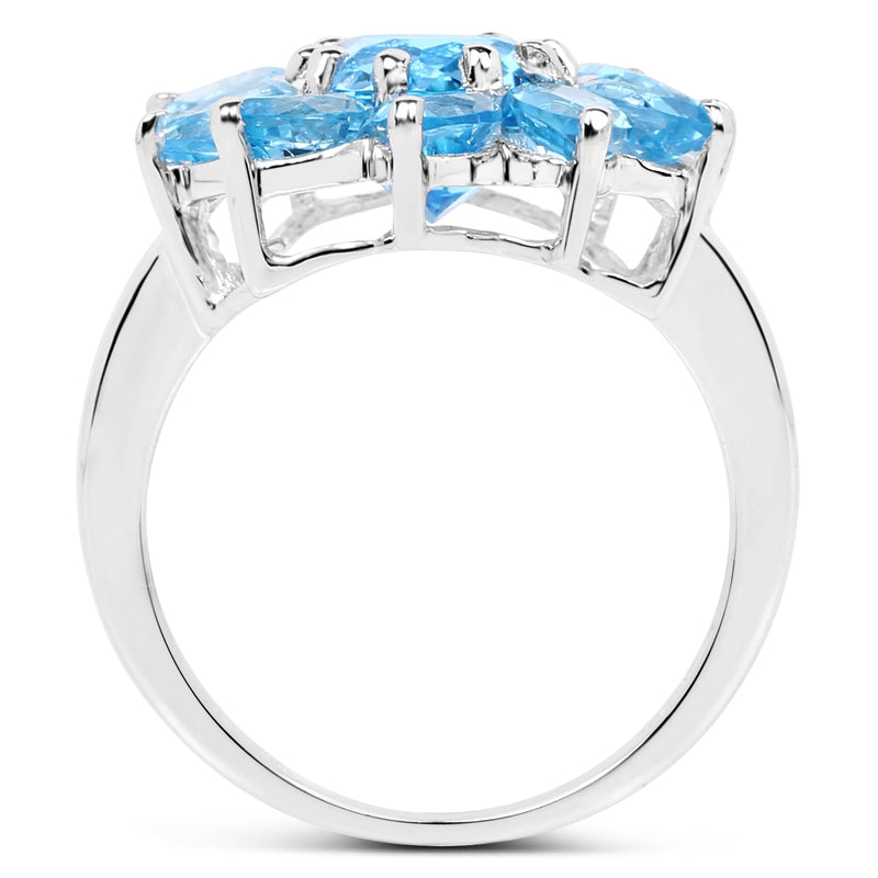 Bids.com 6.35 Carat Genuine Swiss Blue Topaz .925 Sterling Silver Ring Rings