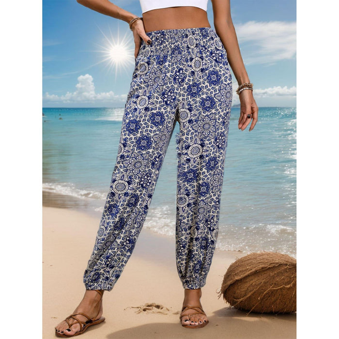 Printed Elastic Waist Pants