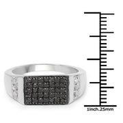 Bids.com 0.55 Carat Genuine Black Diamond and White Diamond .925 Sterling Silver Ring Rings