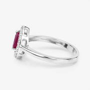 Bids.com 0.92 Carat Genuine Ruby and White Diamond 14K White Gold Ring Rings