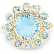 Bids.com 14K Yellow Gold Plated 6.59 Carat Genuine Blue Topaz .925 Sterling Silver Ring Rings