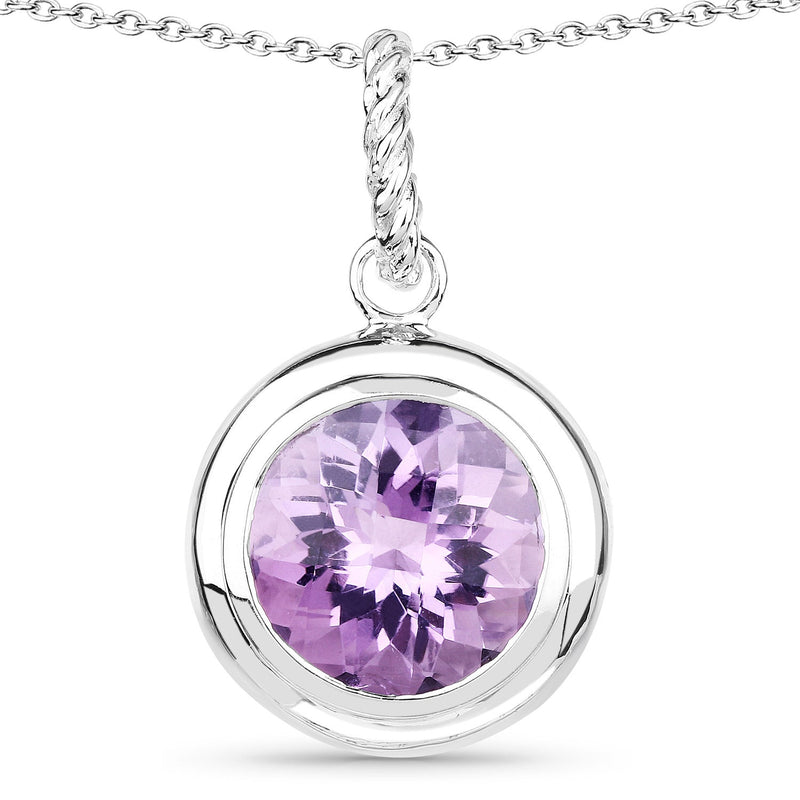 Bids.com 8.00 Carat Genuine Amethyst .925 Sterling Silver Pendant Pendants