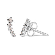 Bids.com 10K White Gold 1/10 Cttw Diamond Journey Style Climber Stud Earrings (H-I Color, I1-I2 Clarity) Earrings