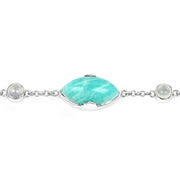 Bids.com 29.70 Carat Genuine Amazonite and White Agate .925 Sterling Silver Bracelet Bracelets