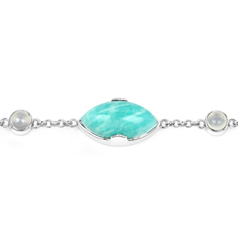 Bids.com 29.70 Carat Genuine Amazonite and White Agate .925 Sterling Silver Bracelet Bracelets