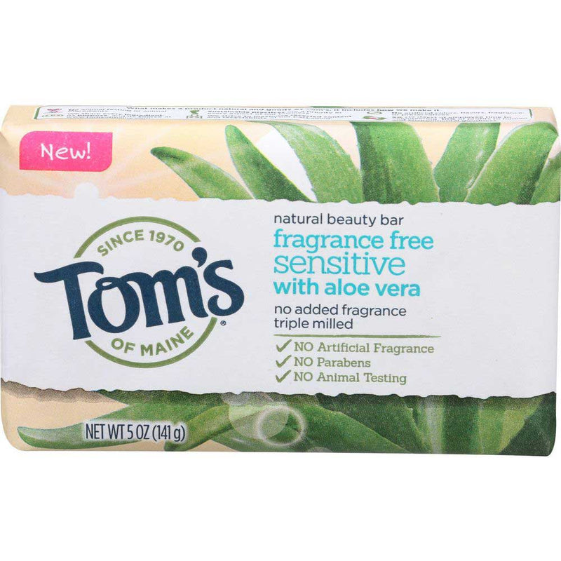 Tom's of Maine Tom's of Maine Natural Beauty Bar Soap With Aloe Vera, Fragrance Free, 5 Oz Bar Soap