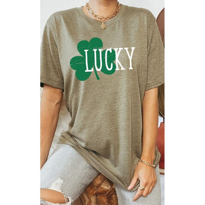 White Lucky with Green Shamrock PLUS Graphic Tee