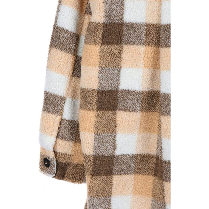 Plaid Sherpa Jacket With Pockets