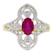 Bids.com 1.05ct Ruby Diamond Ring 10KT Yellow Gold Rings