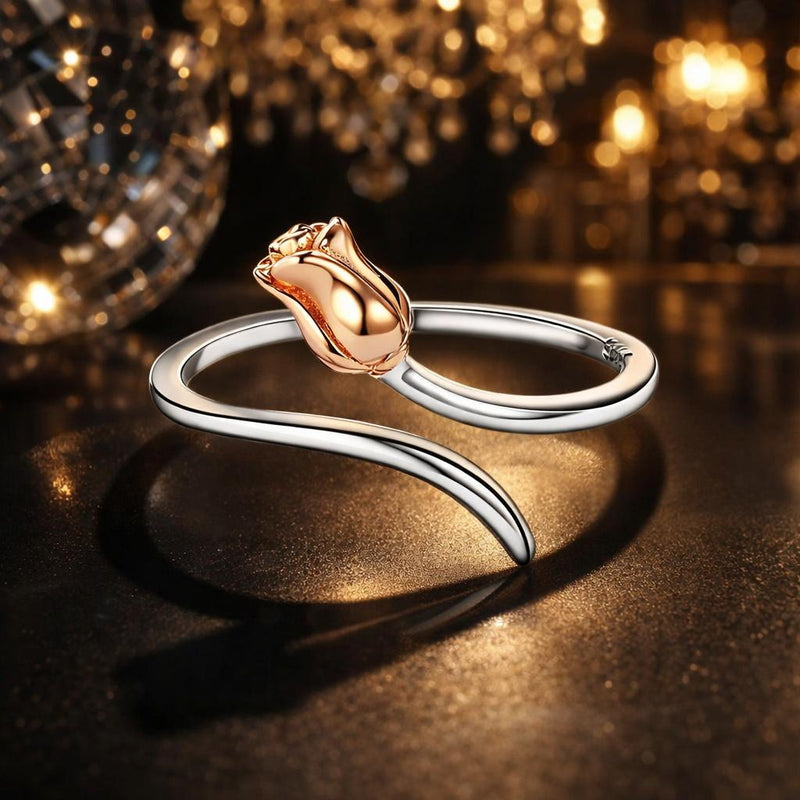Bids.com 925 Sterling Silver Ring with Rose Gold and Platinum Plating, 0.4*0.6cm for Women Rings