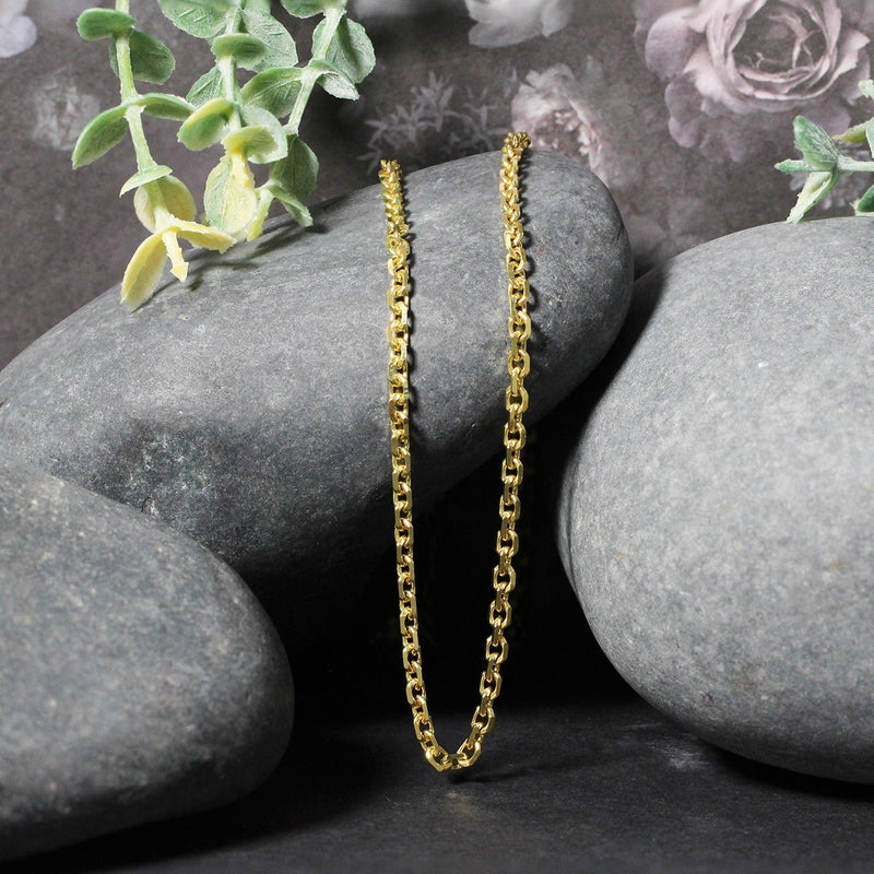 Bids.com 3.1mm 14k Yellow Gold Diamond Cut Cable Link Chain Necklaces
