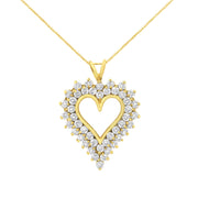 Bids.com 14K Yellow Gold .925 Sterling Silver 4 cttw Round-cut Diamond Cluster Heart Pendant Necklace (K-L Color, I1-I2 Clarity) Necklaces