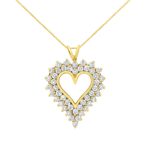 Bids.com 14K Yellow Gold .925 Sterling Silver 4 cttw Round-cut Diamond Cluster Heart Pendant Necklace (K-L Color, I1-I2 Clarity) Necklaces