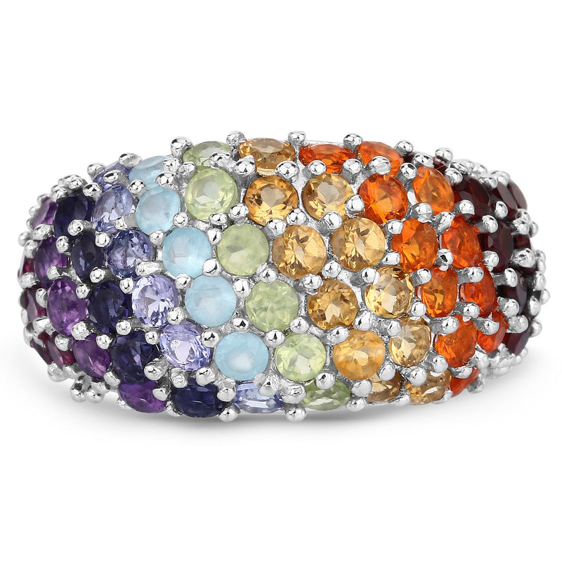 Bids.com 4.16 Carat Genuine Multi Stones .925 Sterling Silver Ring Rings