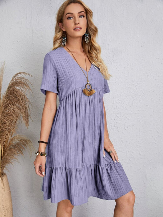 V-Neck Short Sleeve Dress