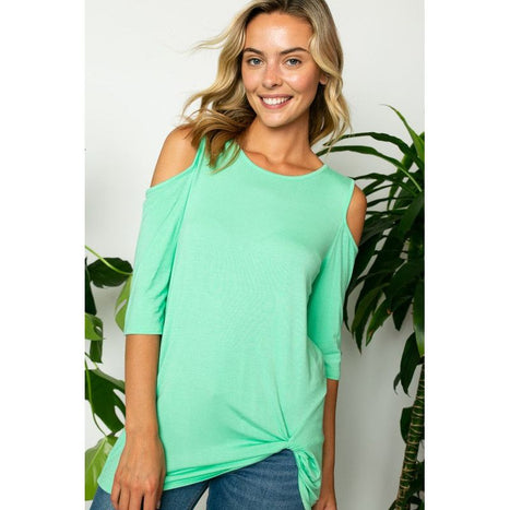 Plus Solid Cold Shoulder Top