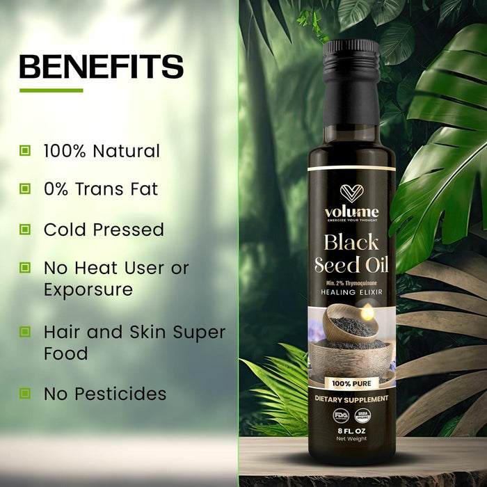 Volume - High Tq 100% Pure Black Seed Oil (8Oz, Glass Bottle)