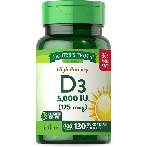 Nature's Truth Nature's Truth Vitamin D3, High Potency, 125 Mcg, Quick Release Softgels Vitamins & Supplements