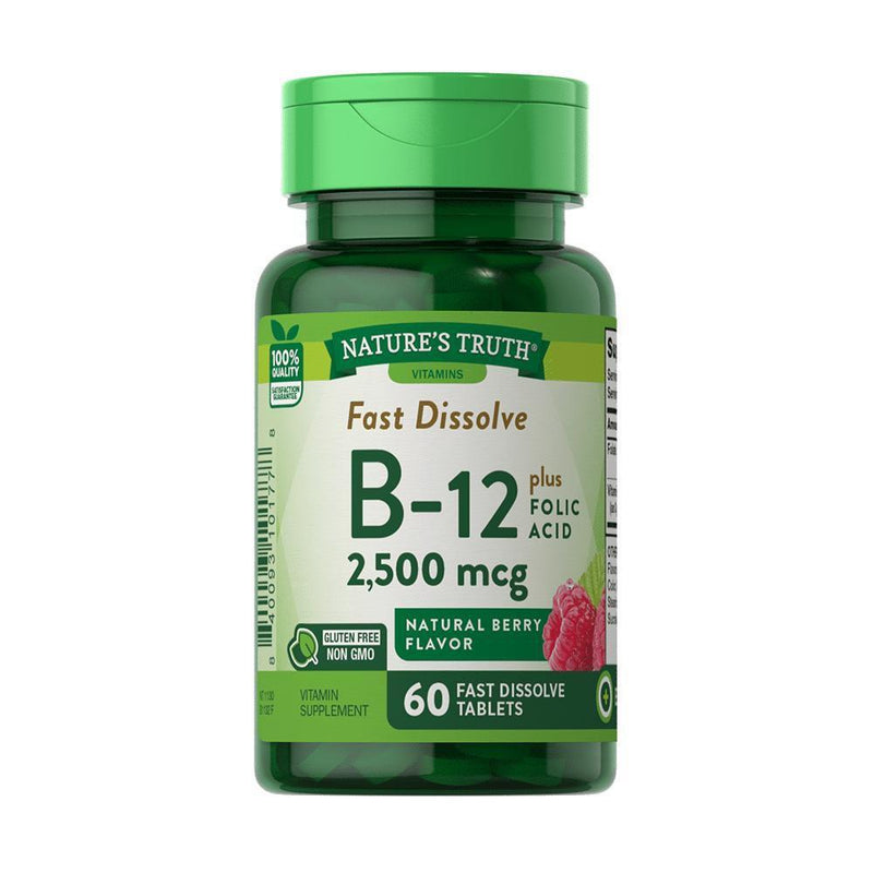 Nature's Truth Nature's Truth Vitamin B-12 2500mcg Plus Folic Acid Fast Dissolve Tablets - Natural Berry Flavor 60ct Vitamins & Supplements