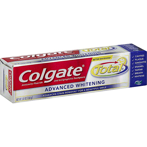 Colgate Colgate Total Toothpaste, Anticavity Fluoride And Antigingivitis, Advanced Whitening, Gel Toothpaste