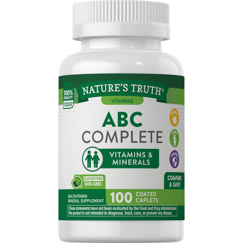 Nature's Truth Nature's Truth® ABC Complete – Vitamins + Minerals (100 Coated Caplets) Vitamins & Supplements Light Gray