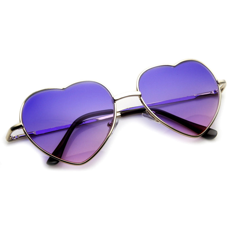 zeroUV Cute Metal Heart Shape Rainbow Color Lens Sunglasses 9205 Sunglasses