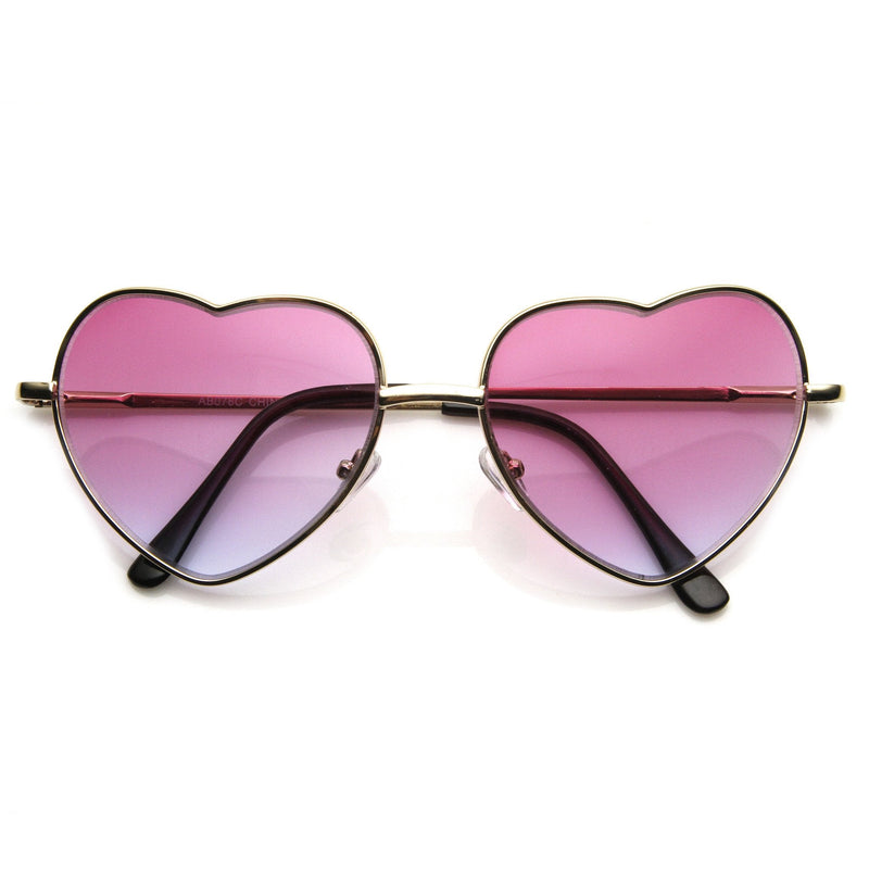zeroUV Cute Metal Heart Shape Rainbow Color Lens Sunglasses 9205 Sunglasses