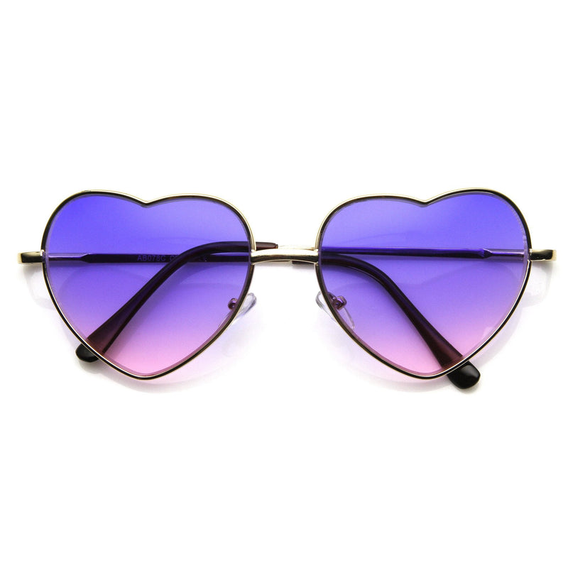 zeroUV Cute Metal Heart Shape Rainbow Color Lens Sunglasses 9205 Sunglasses