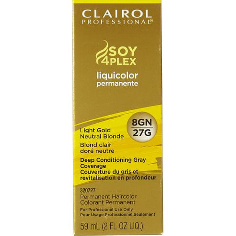 Clairol Professional Clairol Professional Soy4Plex 8GN/27G Light Gold Neutral Blonde LiquiColor Permanent Hair Color Hair Color Sienna