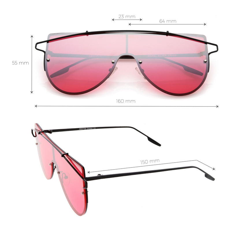 zeroUV Retro Futuristic Shield Mono Lens Color Tone Sunglasses C484 Glasses / Sunglasses
