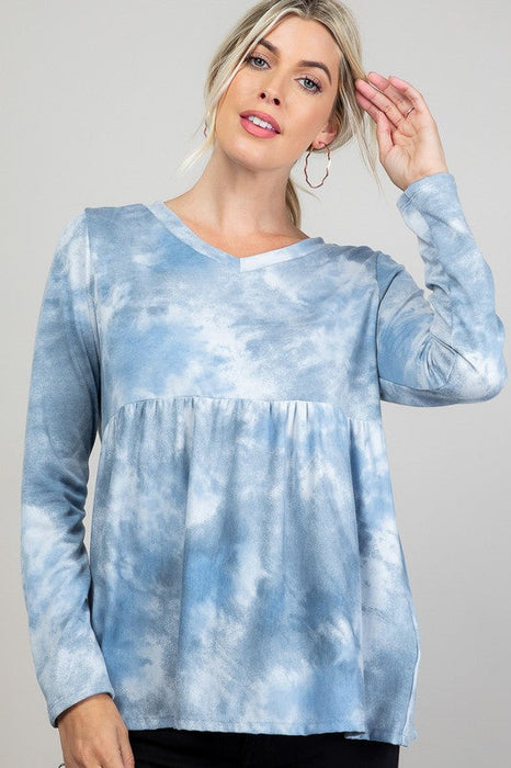 Cloud Tie Dye Casual Babydoll Top