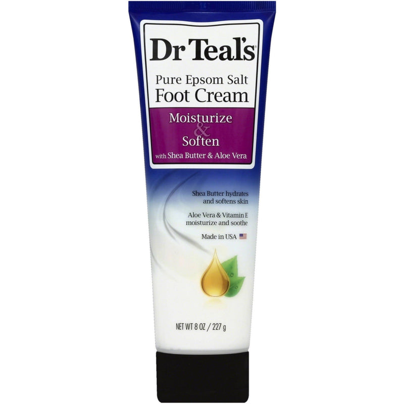 Dr Teal's Dr Teal's Pure Epsom Salt Foot Cream, Moisturize & Soften With Shea Butter & Aloe Vera 8 Oz Foot Care
