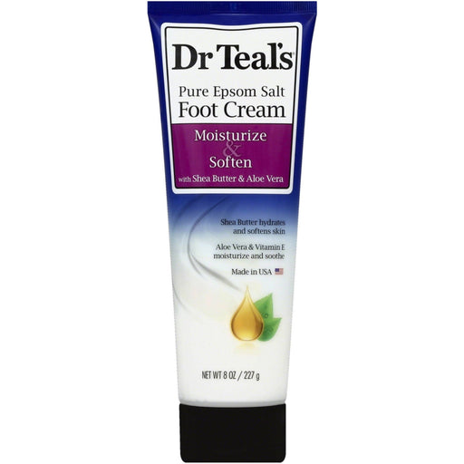 Dr Teal's Dr Teal's Pure Epsom Salt Foot Cream, Moisturize & Soften With Shea Butter & Aloe Vera 8 Oz Foot Care